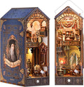 Tonecheer DIY Book Nook Kit for Adults, 3D Puzzle Wooden Miniature House Kit, Booknook Dollhouse Bookshelf Insert Decor Bookend with Dust Cover and LED Lights Gifts (Leonardo da Vinci)