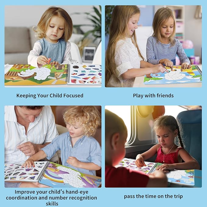 Sticker Paint Books for Kids Ages 4-8,Animals Designs Paint by Stickers,Party Birthday Stickers for Kids Boys Girl