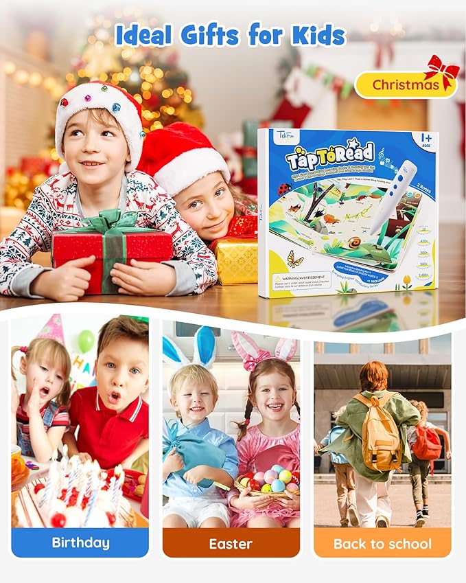 Talking Pen Books Sets, Interactive Audio Sound Books , Learning Electronic Toys for Toddlers Kids Age 1-4, Autism Sensory Games, Early Educational Birthday Gifts for Boys and Girls