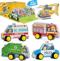 Oriate Rolling City Vehicle for Magnetic Tiles, Free Wheels Rescue Toy Cars Compatible with Road Magnet Tiles, Car Toys for Kids Urban Road Traffic Magnetic Tiles Toys, Educational Gift Boys Girls