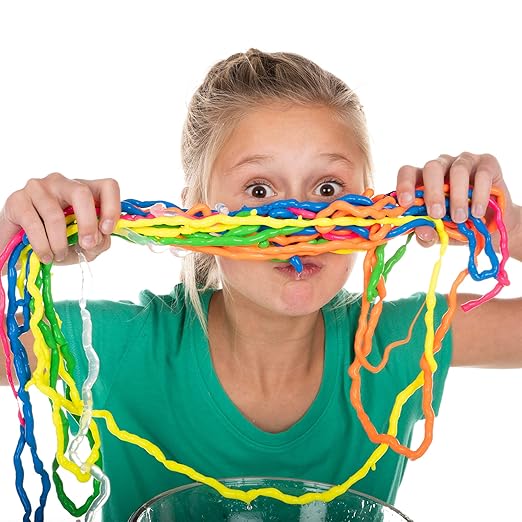 Steve Spangler Science String Slime Deluxe Kit, Includes Pink, Blue, Yellow & Clear (3.4 oz. Each) – DIY Slime Science Experiment Kit for Kids, Learn/Teach Science of Polymers, Exciting STEM Activity