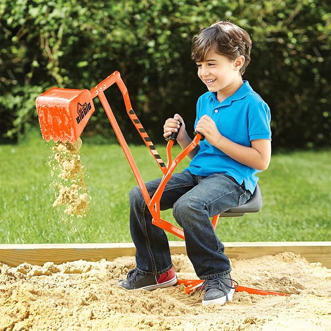 Special Edition Digger Excavator Ride On Crane and Pretend Play Construction Toy, Orange