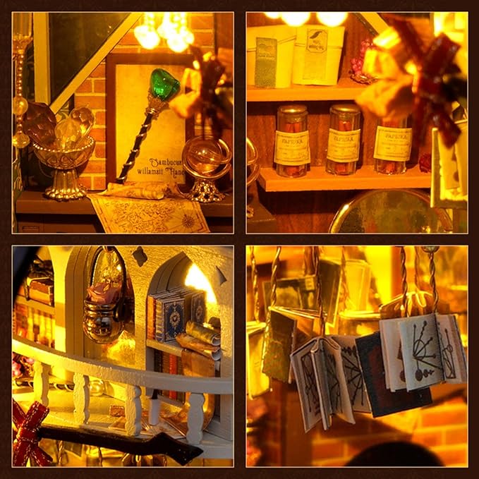 Domigard Book Nook Kit - DIY Miniature House Kit Bookshelf Decor 3D Wooden Dollhouses for Adults Teens LED Book Nook Kits for Adults Unique Birthday Christmas Gift for Family and Friends
