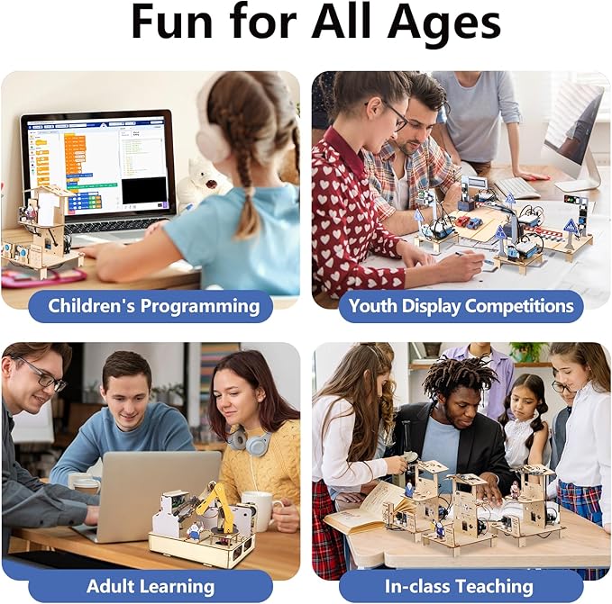 ESP32 IoT Smart Traffic Starter Kit for Kids 10+, 3D Wooden Puzzles STEM Science Kit School Educational Set DIY Crafts Coding Toys for Adults Teens 9 10+