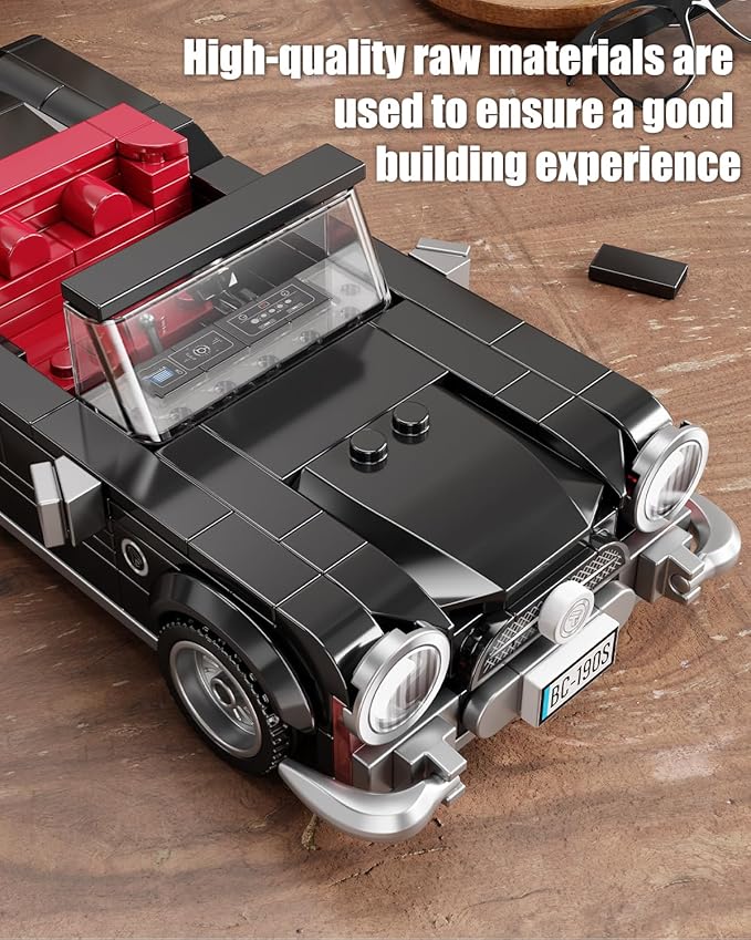 Super Sports Car Building Block Set with Display Case, Speed Race Car Building Kit, Collectible Model, Christmas Birthday Gift for Adults and Kids 6 and up (338pcs)