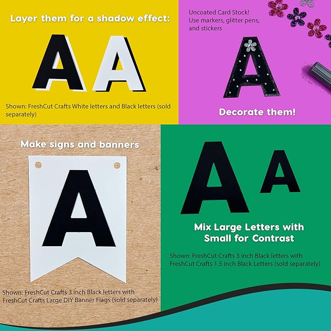 209 Pcs 3" Black Bulletin Board Letters & Numbers, Capital Letters, Numbers, Punctuation, US Made Card Stock Punch Out Letters for Poster, Bulletin Board, Classroom - Precut Letters & Numbers