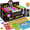 Chalkola 50 Dot Markers Bulk Classroom Pack (10 Colors W/Gold, 5 Activity Books) | Washable Bingo Daubers for Kids Toddlers Ages 1 2 3 4 5 - Art & Craft School Supplies for Preschool, Kindergarten