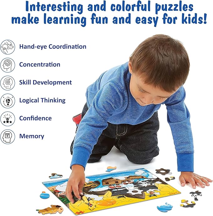 Just Smarty Jigsaw Puzzle Pirate 56 Pieces for Kids Ages 4, 5, 6 Year Old with Fun Shapes and Tray. Fun Learning Educational Toy for Boys Girls in Pre-K, Kindergarten, First Grade