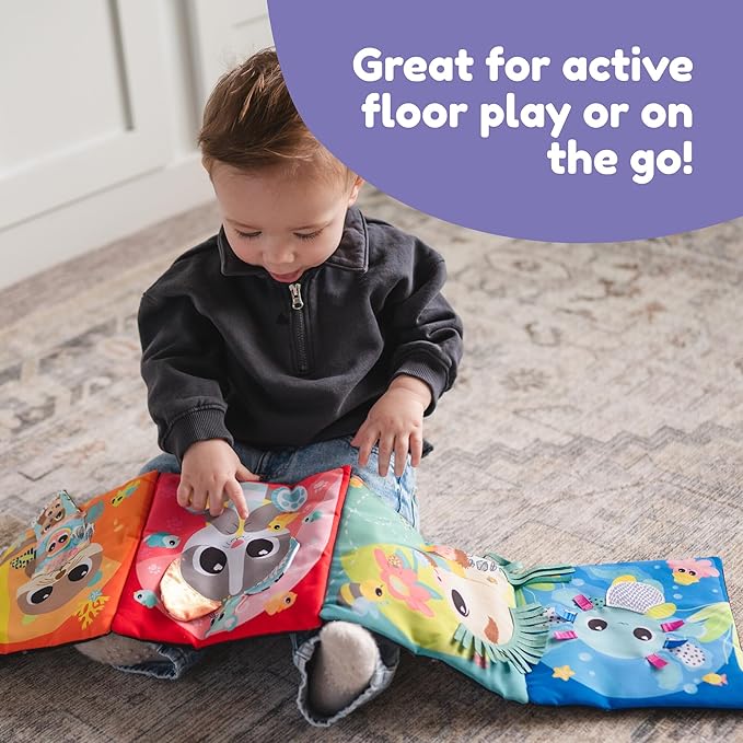 LAMAZE Tummy Time Baby Mirror Toy - Portable Folding Fabric Soft Book with High Contrast Colors for Sensory Development - Baby and Stocking Stuffers - Ages 0 Months and Up