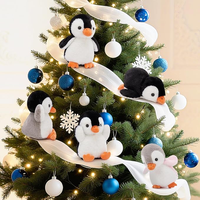 MaoGoLan 6Pcs Penguin Plush 10 inch Stuffed Penguins in Bulk, Fluffy Penguin Stuffed Animals Arctic Theme Party Favors for Girls Kids Christmas Decorations Valentine's Day Birthday Gift