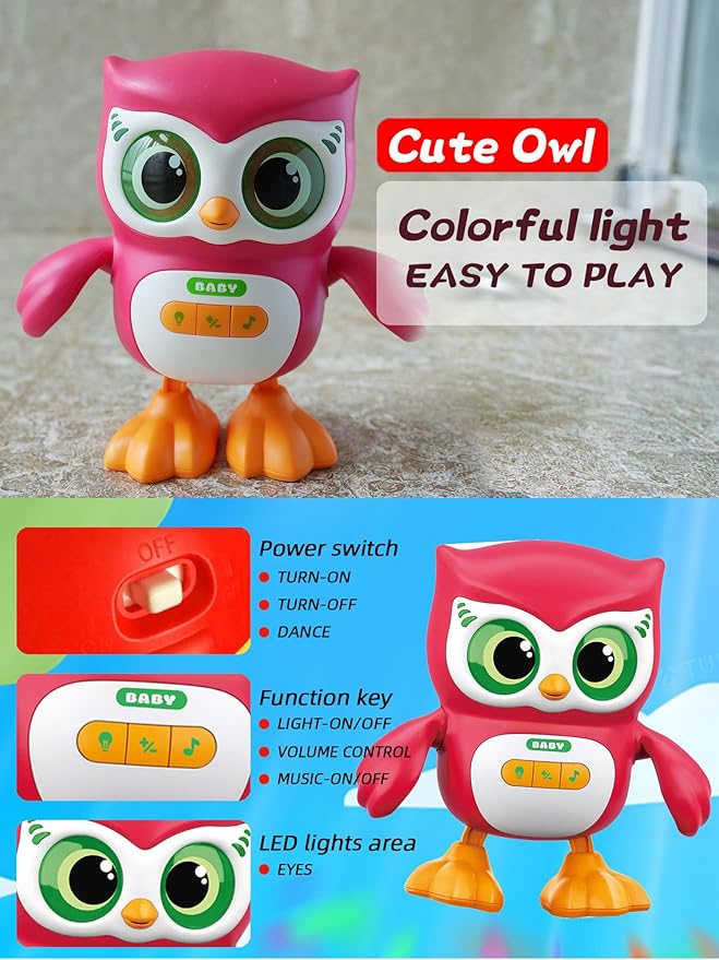 Kids Education Music Dancing Owl Toy, Baby Crawling Musical Dancing Toy for 3-12 Months Toddlers, with Lights, Music and Dance, Birthday Gift for Boys and Girls
