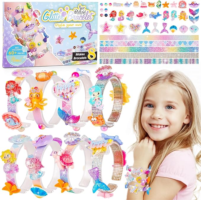 Eichhoo Friendship Bracelet Making Kit for Girls, 5-12 Year Old Girl Birthday Gifts, Arts and Crafts Kits for Kids, Girls Toys Age 5 6 7 8 9 10 Years Old, Kid Jewelry Making Kit with Charm (Mermaid)