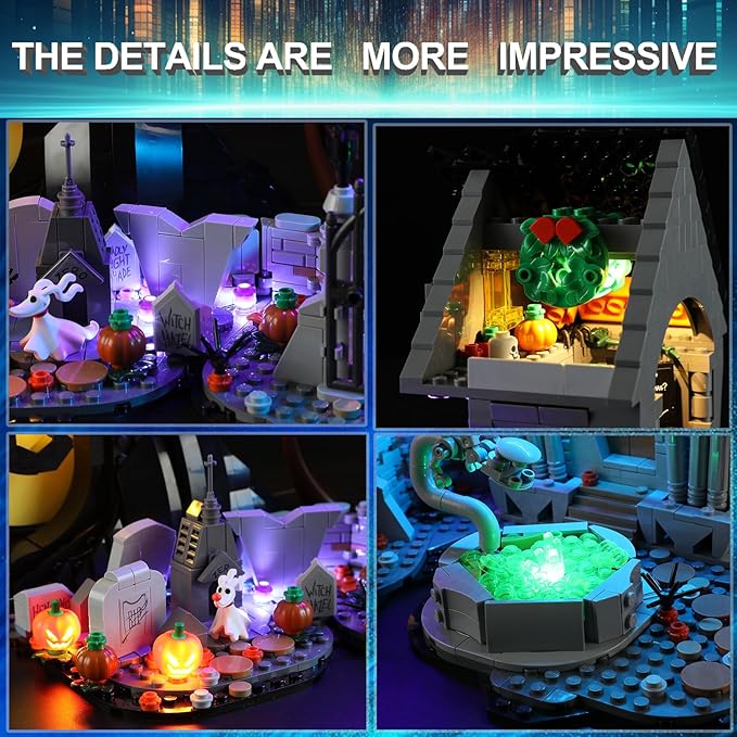 LED Light Kit for Lego 21351 Disney Tim Burton's The Nightmare Before Christmas Set, Blue Underglow Lights Compatible with Lego 21351 Set (Not Include Blocks Set)