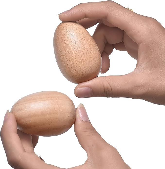 6 PCS Wood Egg Shakers Set, Musical Percussion Instruments, Natural Finish