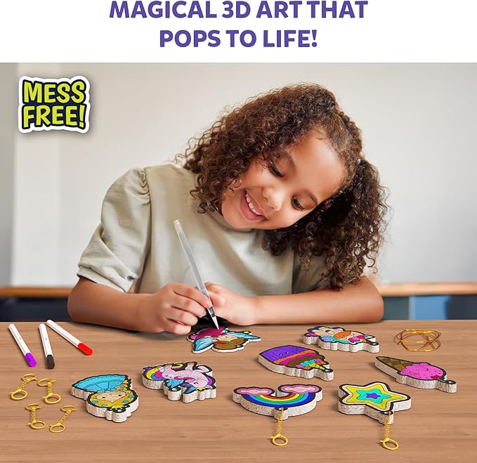 Skillmatics 3D Art Kit - Aqua Puffs Princesses & Unicorns, Mess-Free Paint by Number Craft for Kids, DIY Color & Inflate Activity, Travel & Creative Gift for Girls & Boys Ages 4, 5, 6, 7, 8, 9, 10