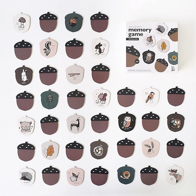Wee Gallery Memory Game - Woodland Animals and Plants - Brain Building Matching Activity - Animal Recognition, Motor Skills, Creative Play, and Problem Solving for Children