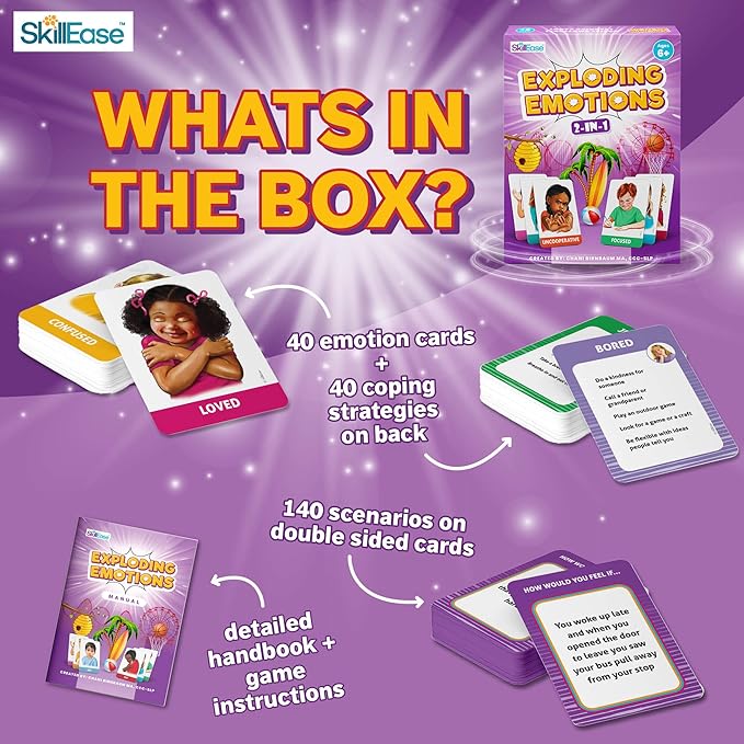 Exploding Emotions Flashcards and Game: 2 in 1, Hilarious Family Fun, Social Emotional Learning, Feeling Cards for Kids, Teaches Social Skills, Autism