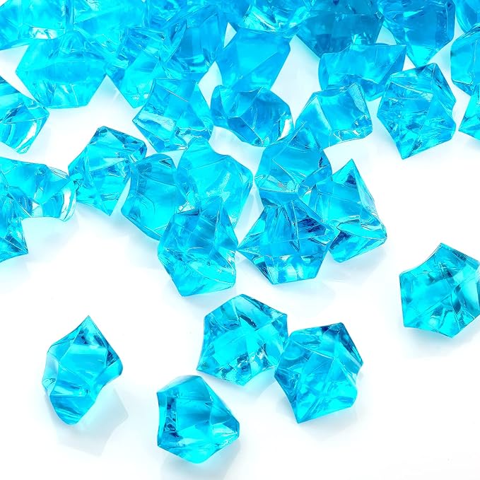 TeeLiy 150 PCS Acrylic Light Blue Crushed Ice Rock Crystals Treasure Gem Plastic Fake Ice for Vase Fillers Decoration, Table Scatters, Event, Wedding, Arts & Crafts, Birthday Decoration