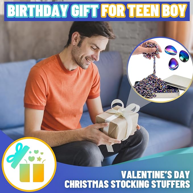 Magnetic Fidget Balls Adult Gift for Teen Boy, 500pcs Weak Magnet Beads Toy Metal Ferrite Putty Quiet Office Desk Stress Anxiety Relief Items Cool Gadget Stuff Sensory Stones for ADHD Autism Autistic