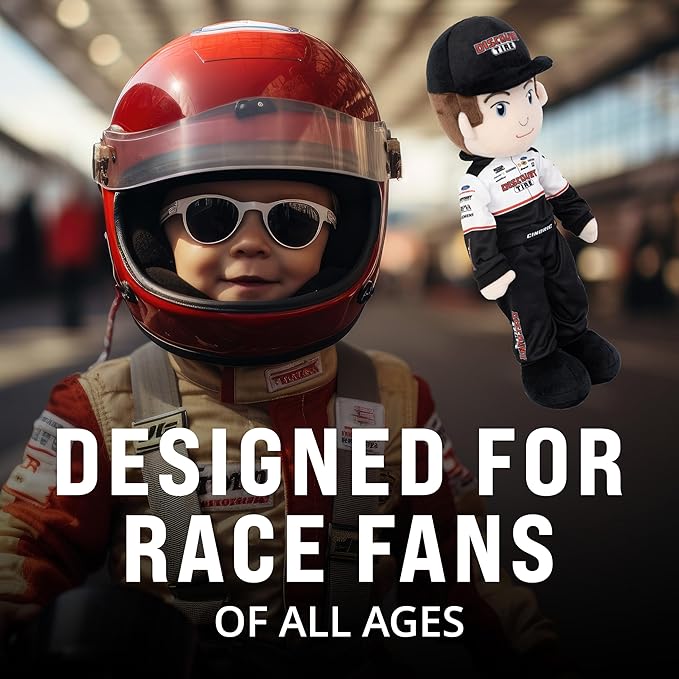 Playtime by Eimmie NASCAR-Themed Soft Baby Doll, 14-Inch Plush Racing Rag Doll for Kids, Team Penske Austin Cindric Motorsports Plush Figure, Fabric Stuffed Toy for All Ages