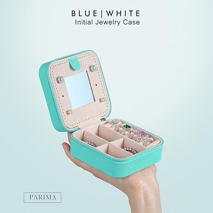 Parima Gifts for Women - Jewelry Case Jewelry Boxes for Mom Birthday Gift for Mother Travel Gift for Women Mothers Day Gift - Letter K, Blue