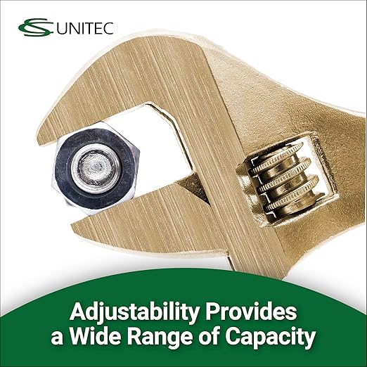 CS Unitec | Non-Sparking & Non-Magnetic Adjustable Wrench | 6in Aluminum Bronze Tool, TUV Certified & Beryllium Free