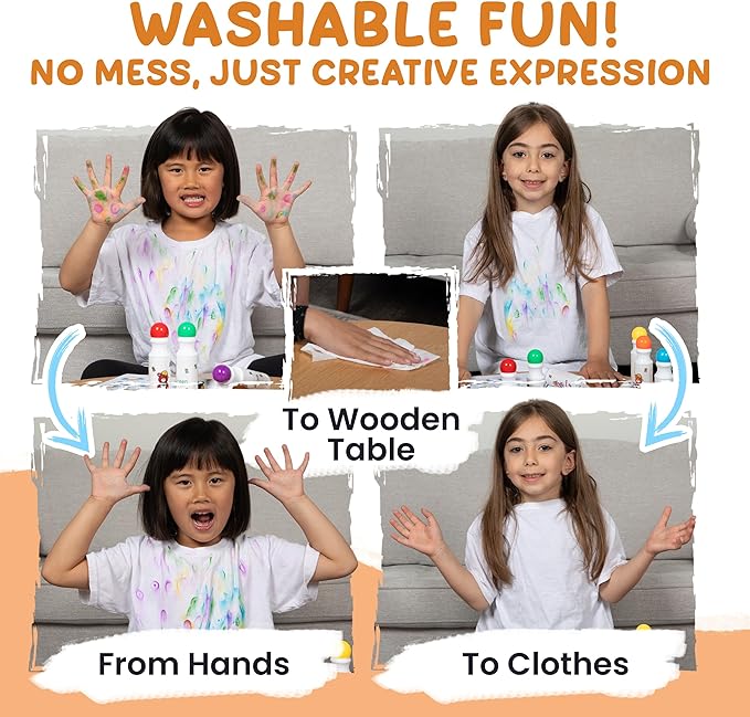 8 Washable Non-Toxic Dot Art Marker for Children Early Education, Fun Art Bingo Daubers Supplies with Alphabet Stencils and Activity Sheets