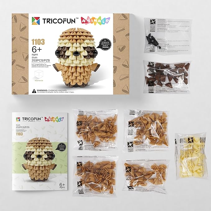 Animals 3D Soft Building Blocks - Cute Animal Kit, Pressure-Relief, STEM Educational Toys, Enhance Hands-On Skills Interlocking Building Blocks (1103-SLOTH)