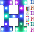 Foaky Colorful LED Letter Lights with Remote,Marquee Light Up Letters Sign for Night Light Wedding/Birthday Party Battery Powered Christmas Lamp Home Bar Decoration(H)