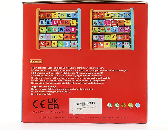 TOWO Wooden Activity Centre Triangle Toys - flip Flop Alphabet Blocks Abacus Clock - Activity Cube for Toddlers 5 in 1- for Babies Montessori Learning-Wooden Toys for 1 Year Old