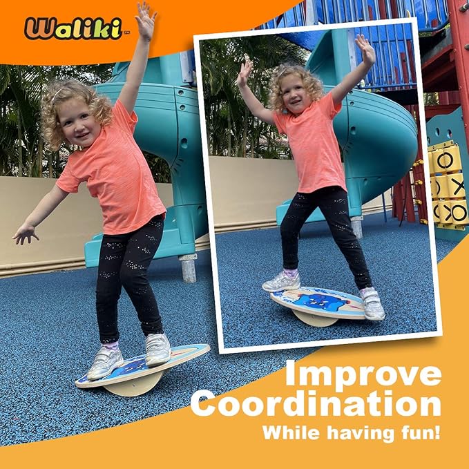 WALIKI Wood Balance Board | Ages 3-8 | Toddlers and Kids |