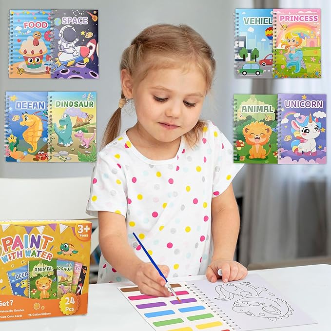 Bondream 24 Water Coloring Books for Kids Party Favors,Coloring Books for Children Ages 4-8,Birthday Christmas Goodie Bag Stuffers Kids Art Craft Kit Teacher Return Gift Classroom Prize
