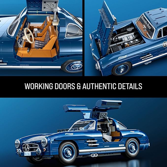 Hot Wheels Premium Series Building Set, Mercedes-Benz 300 SL with 1600 Pieces, Realistic Details and Metal Parts, Adult Collectors