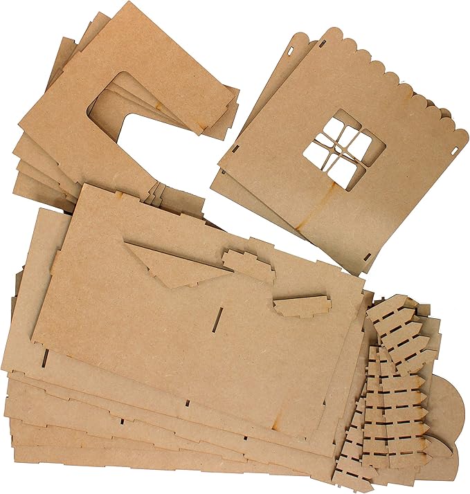 StonKraft Wooden 3D Puzzle Doll House - Home Decor, Construction Toy, Modeling Kit, School Project - Easy to Assemble (Doll House with Furniture)