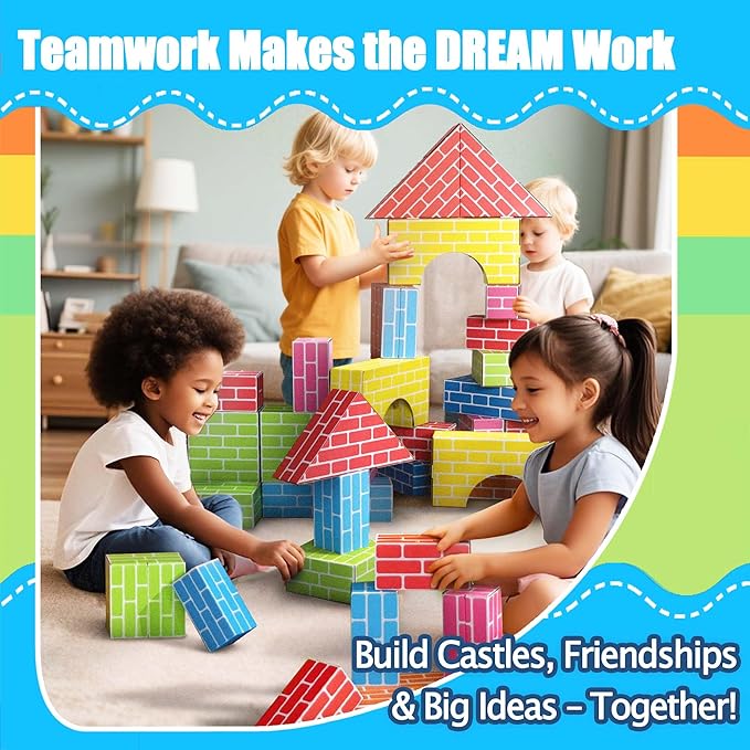 Cardboard Building Blocks for Kids 48pcs: Jumbo Gifts Heavy Duty Develop Creative Thinking Spatial Reasoning Easy to Assemble