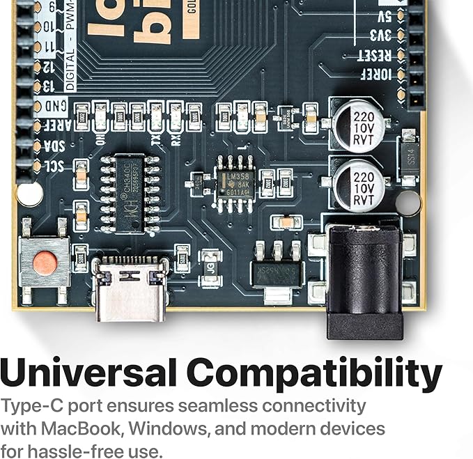 3-Pack Lonely Binary UNO R3 Development Board Gold Edition ATmega328P Type-C Microcontroller Compatible with Arduino IDE for DIY Projects and Prototyping (3 Pack - Black Gold Uno R3)