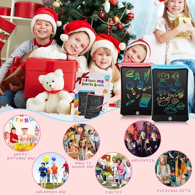EooCoo Toddler Toys, LCD Writing Tablet for Kids 2 Pack, Kids Stocking Stuffers, Toddler Travel Essentials Drawing Pad, No Mess Coloring Books, Road Trip Activities, Age 3-5 Boy Girl Gifts - 8.5 Inch
