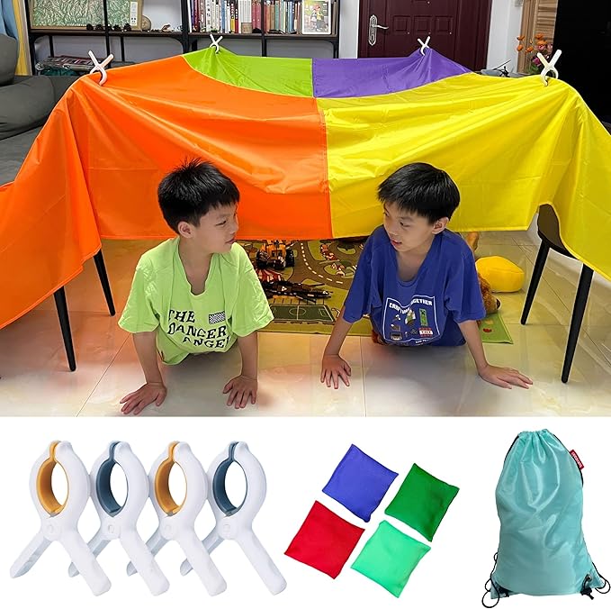 Magic Fort Building Kit for Kids with CPC Certification - Large Lightweight Blanket Fort Making kit and Clips - Portable Playhouse Play Tent Fort - Indoor/Outdoor Girls/Boys Toys Ages 4-5 6 7 8-12