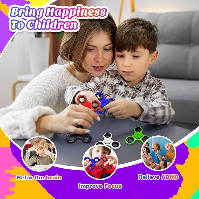 Halloween 5 Pack Silent Fidget Spinner, Party & Classroom Fidget Spinners – Bulk Sensory Hand Toys for Kids and Adults, Stress Relief and Anxiety Reducer, Fun Goodie Bag Fillers