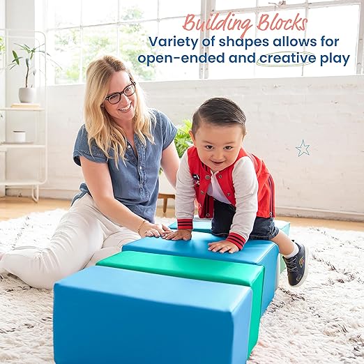 ECR4Kids SoftZone Big Foam Building Blocks, Soft Playset, Contemporary, 7-Piece
