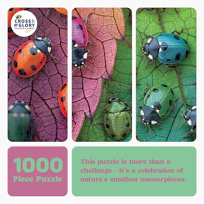 Cross & Glory - The Ladybug Rainbow - 1000 Piece Jigsaw Puzzle for Adults | Vibrant Nature Puzzle | Colorful and Relaxing Puzzle Challenge