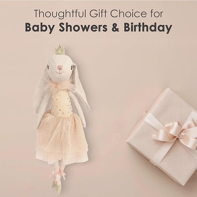 MON AMI Bijoux The Bunny Princess Ballerina Stuffed Doll – 15”, Soft Plush Animal Doll, Use as Toy or Room Decor, for Kids of All Ages