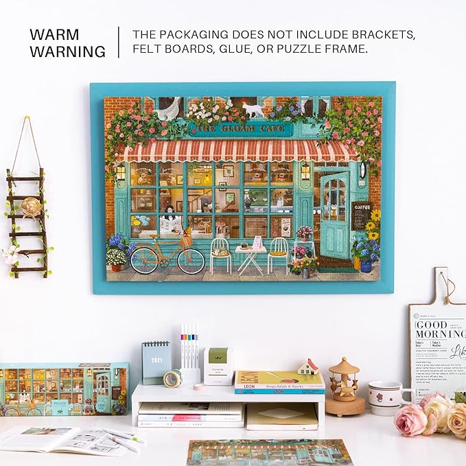 MOMIBOOK Puzzles for Adults 1000 Pieces Jigsaw Puzzles of Corner Coffee Shop, Painting Image Store Puzzle Difficult Challenging Hard Impossible Puzzle Unique Funny Party Christmas Birthday Gifts