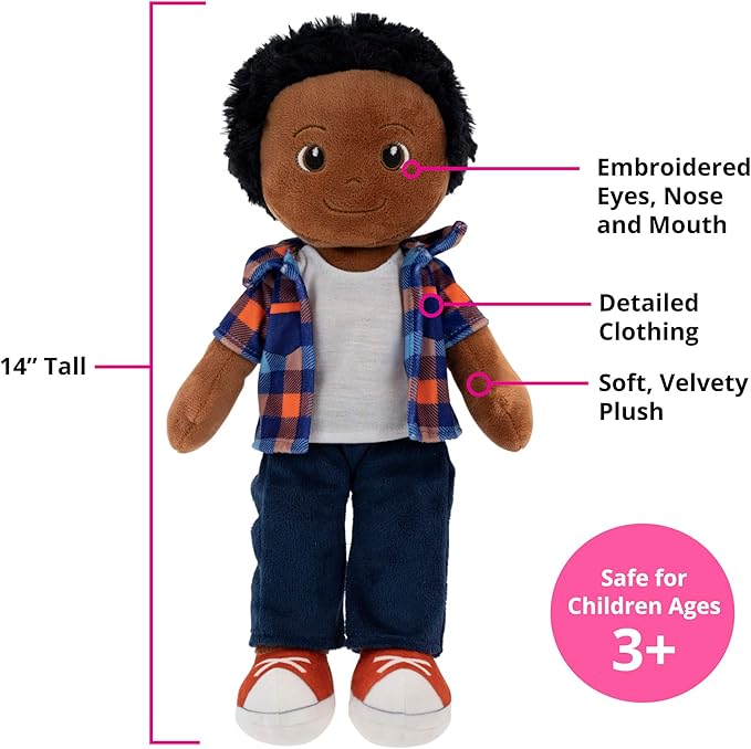 Playtime by Eimmie 14" Soft Baby Doll for Boys (Charlie) - Plush Rag Doll for Toddlers & Infants, Washable Stuffed Toy with Sensory Fabric Body - Great for Baby Showers, Birthdays & Special Occasions