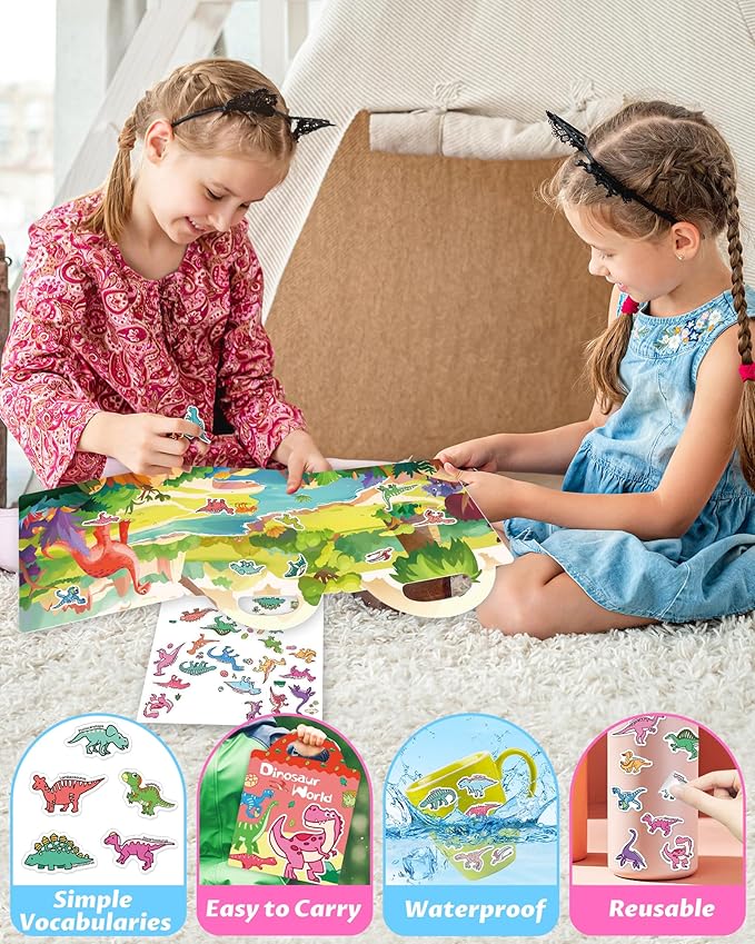 Reusable Sticker Book for Toddlers 2-4 Years, Stickers for Kids, Toddler Craft Activities, Toddler Travel Toys Ages 2+ Boy Girl Birthday Gifts