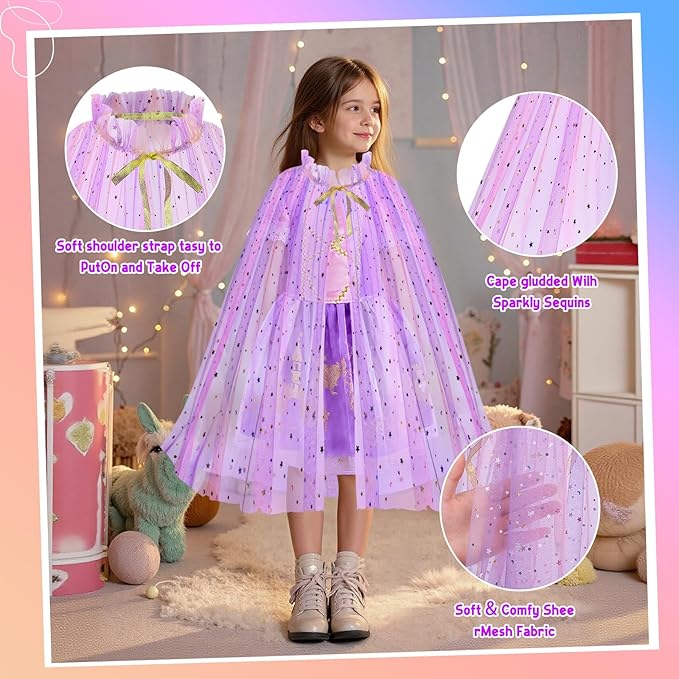 Meland Princess Dress Up - Dress Up Clothes for Girls with Toys,Christmas Birthday Gift for Toddler Girls 3,4,5,6,7,8 Years