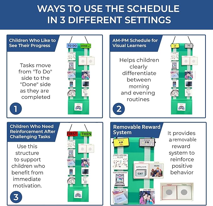 Visual Schedule for Kids – 133 Durable Plastic Picture Cards with Soft Loop Coins | Daily Routine & Chore Reward Chart for Home, School, Autism, ADHD & Special Needs Behavior Support