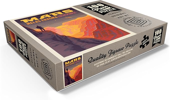 MyPuzzle Mars: Melas Chasma, Vintage Poster - Premium 100 Piece Jigsaw Puzzle for Adults