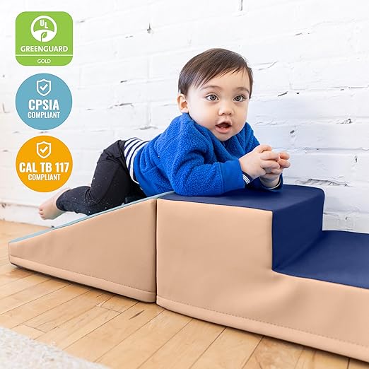 ECR4Kids SoftZone Junior Little Me Climb and Slide, Beginner Climber, Earthtone, 2-Piece