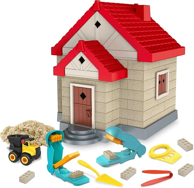 SIGHTEEDA Moldable Play Sand Kit for Kids 3-8 Years | 1.7 lbs Sensory Sand with 6 Tools & Molds | Mess-Free Indoor Sandbox Toys, STEM Learning Activities, Easy Clean Up